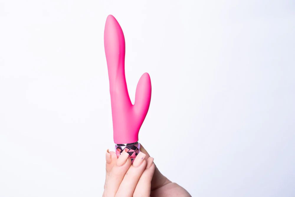 Victoria Rechargeable Silicone Dual Vibrator Neon Pink