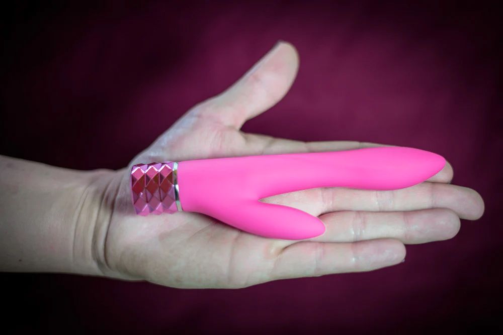 Victoria Rechargeable Silicone Dual Vibrator Neon Pink