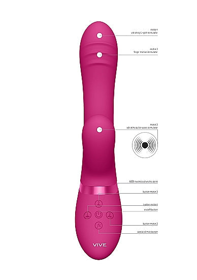 Vive Tani Pink Vibrator Finger Motion W/ Pulse Wave