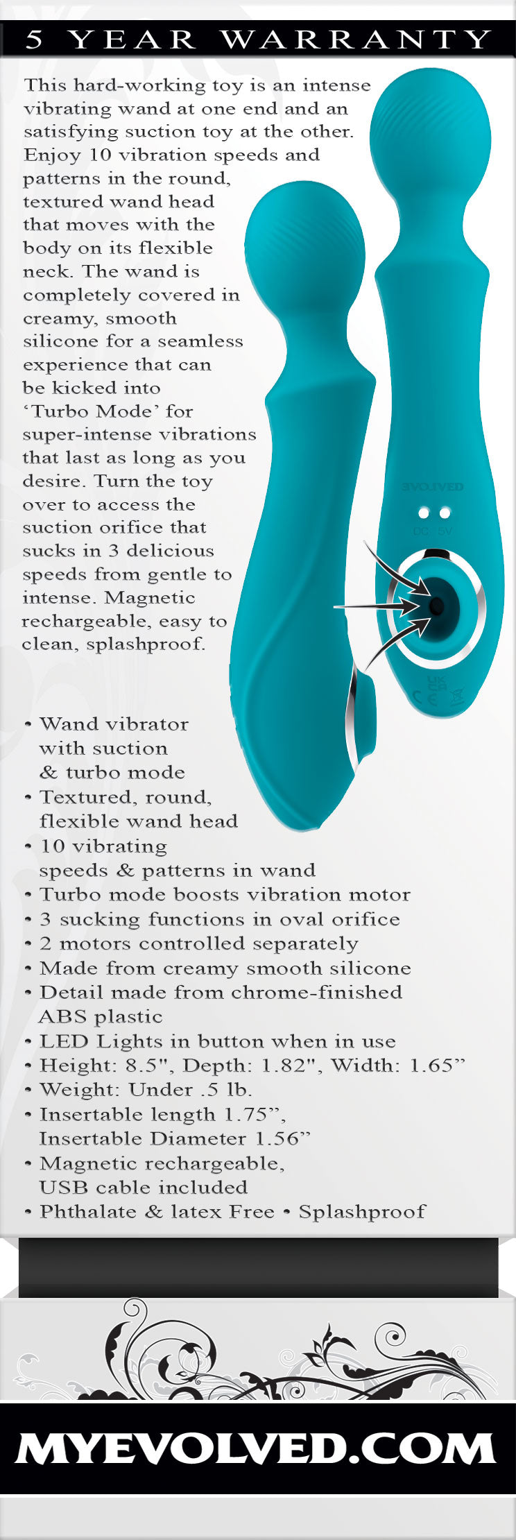 Wanderful Sucker Wand Massager/Vibrator - Teal