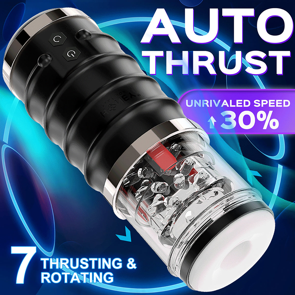 Warrior Auto Thrusting Male Masturbator - Black