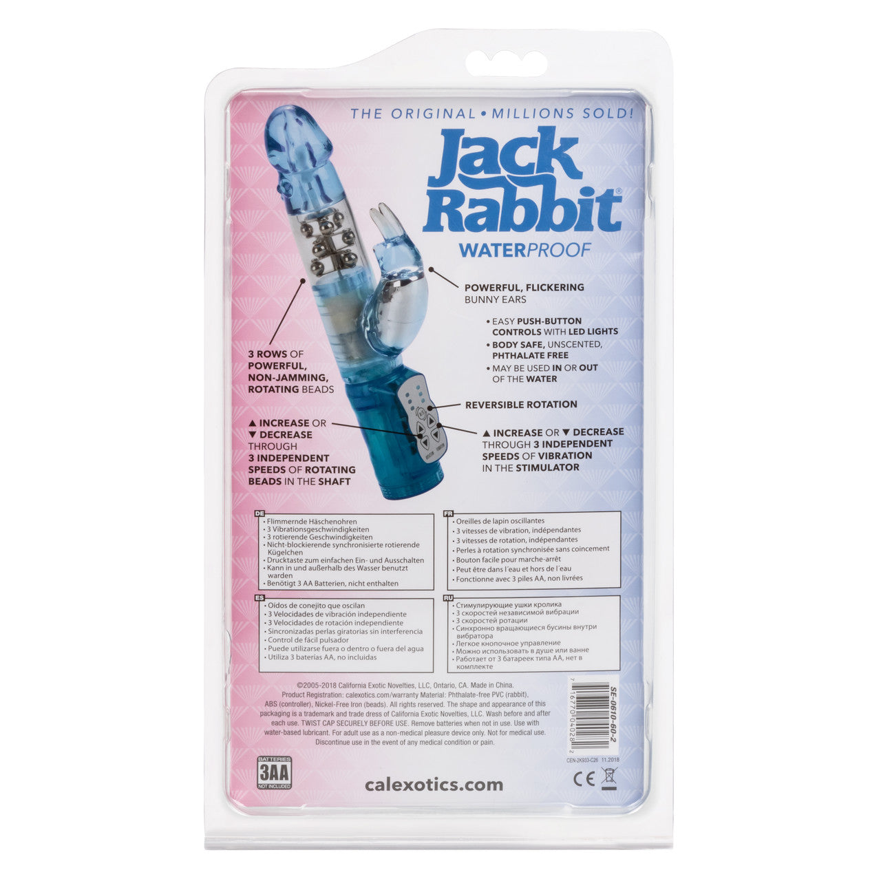 Waterproof Jack Rabbit Vibrator Clear Float Beads - Clear