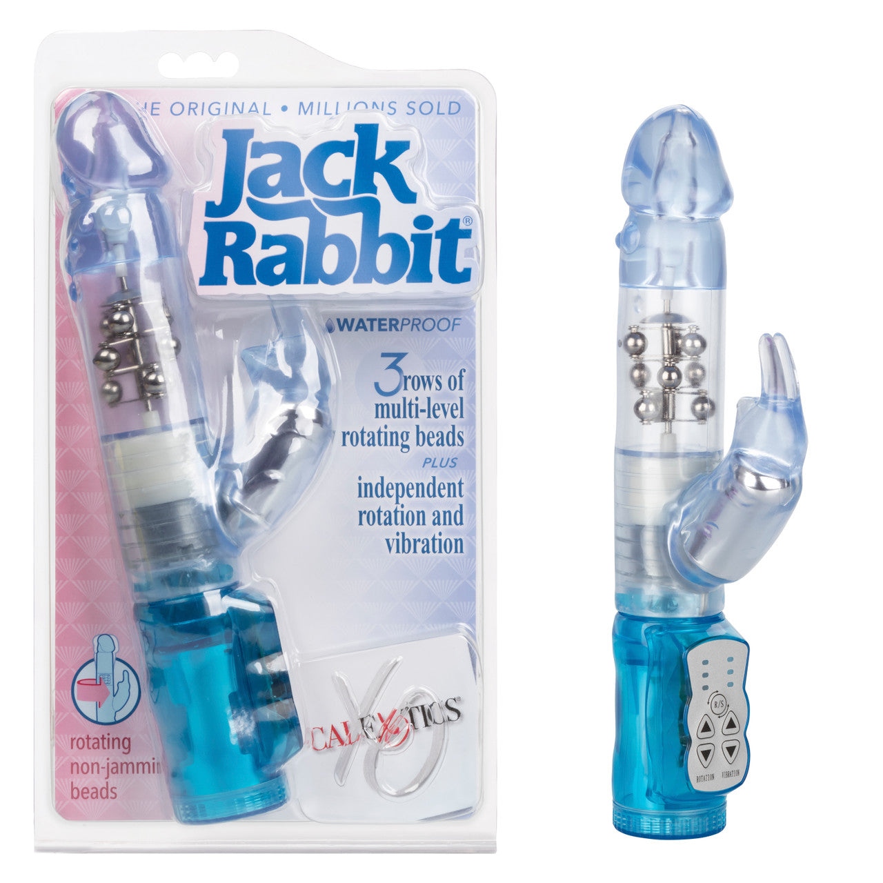 Waterproof Jack Rabbit Vibrator Clear Float Beads - Clear