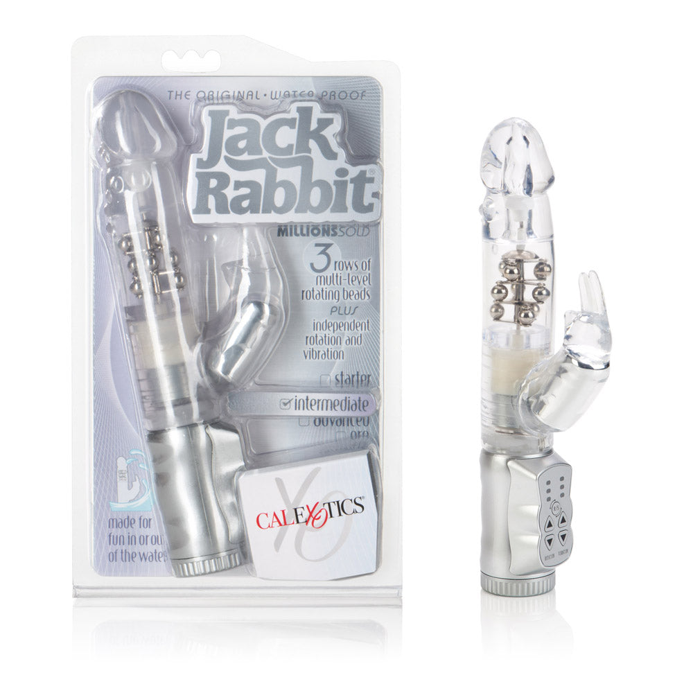 Waterproof Jack Rabbit Vibrator Clear Float Beads - Clear Clear