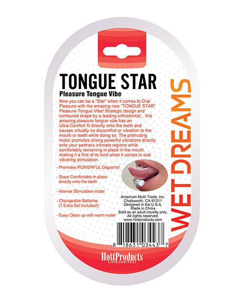 Wet Dreams Tongue Star Vibrator - Clear W/10 Ml Liquor Lube Pillow