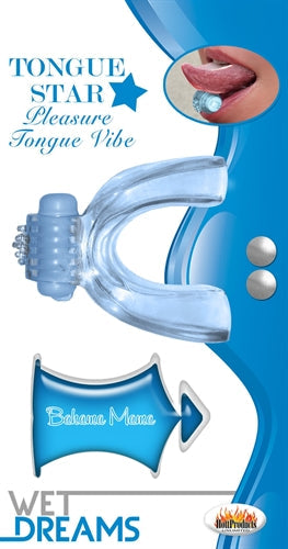 Wet Dreams Tongue Star Vibrator - Clear W/10 Ml Liquor Lube Pillow Blue