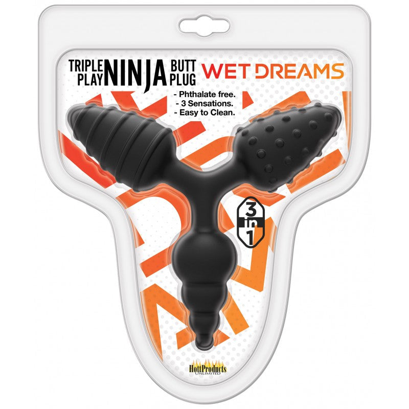 Wet Dreams Triple Play Ni Triple Butt Plug Black