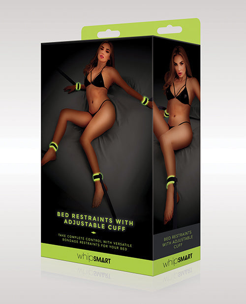 Whip Smart Glow In The Dark Bed Restraints W/adjustable Green