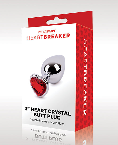 Whipsmart Heartbreaker Heart Crystal Butt Plug - Red 3"