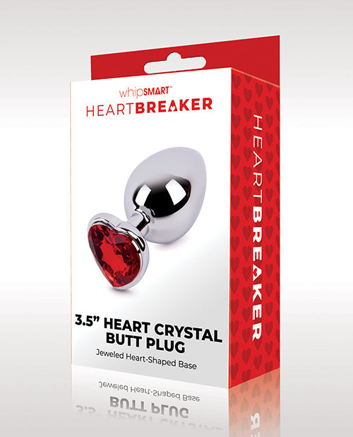 Whipsmart Heartbreaker Heart Crystal Butt Plug - Red 3.5"