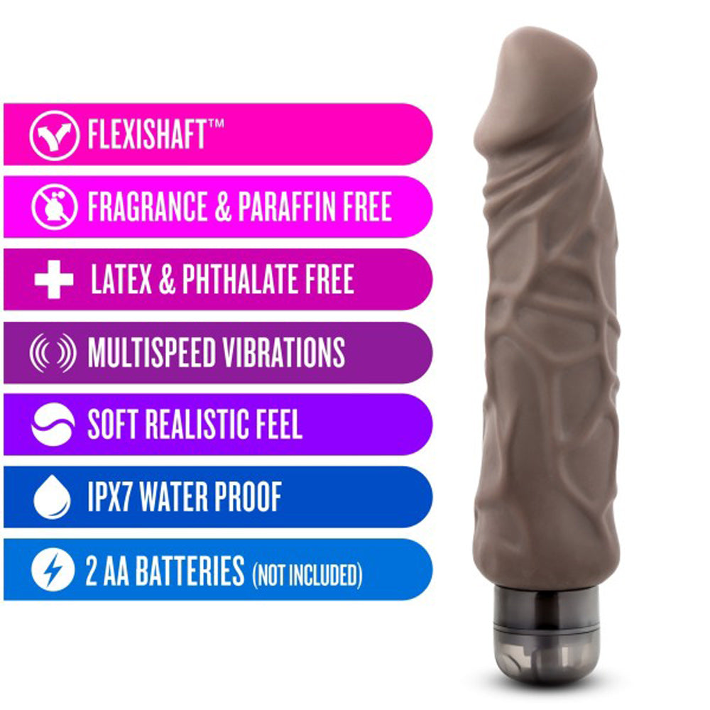 X5 Hard On Vib. 9in Dildo Brown Brown