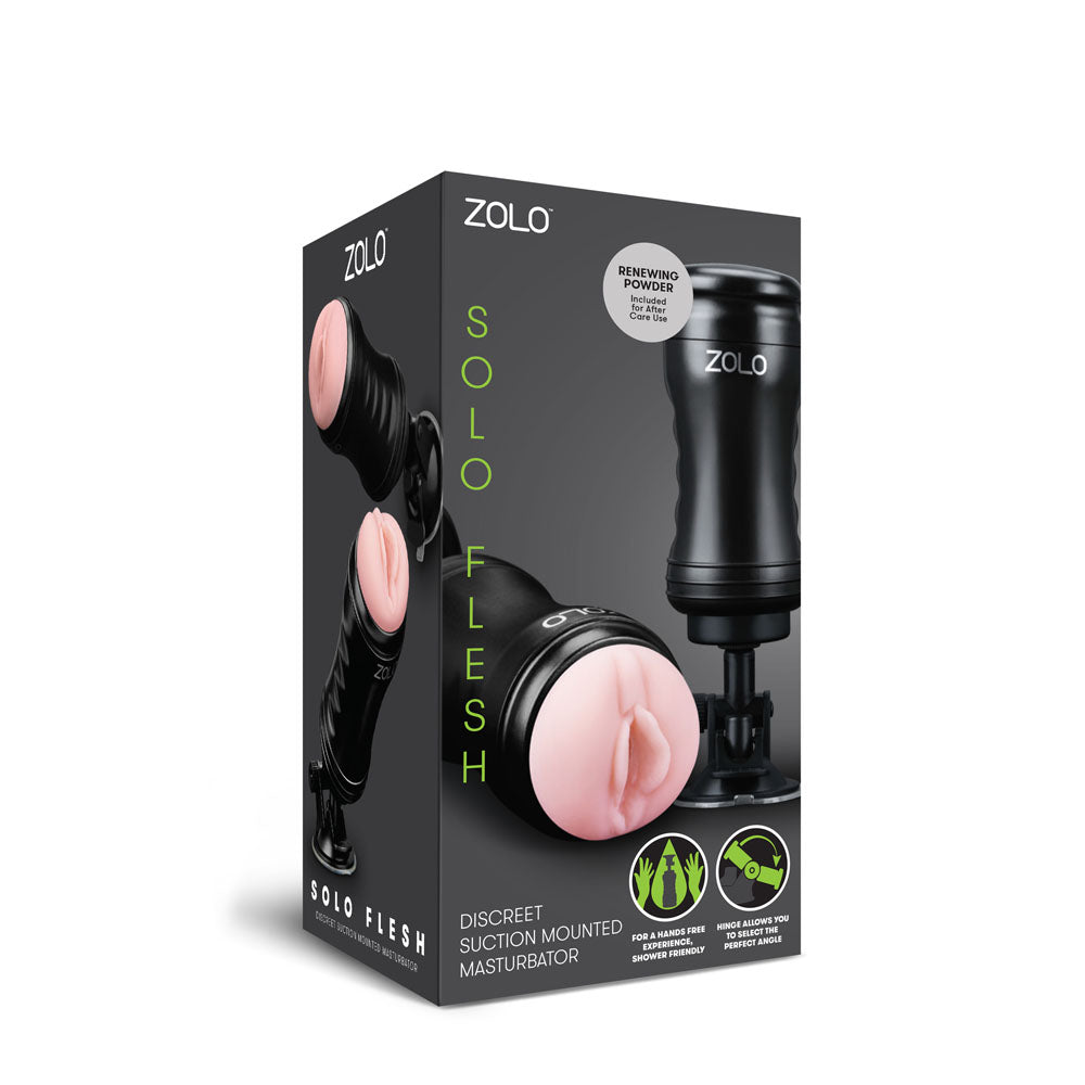 Zolo Solo Flesh Discreet Suction Mounted Masturbator - Black