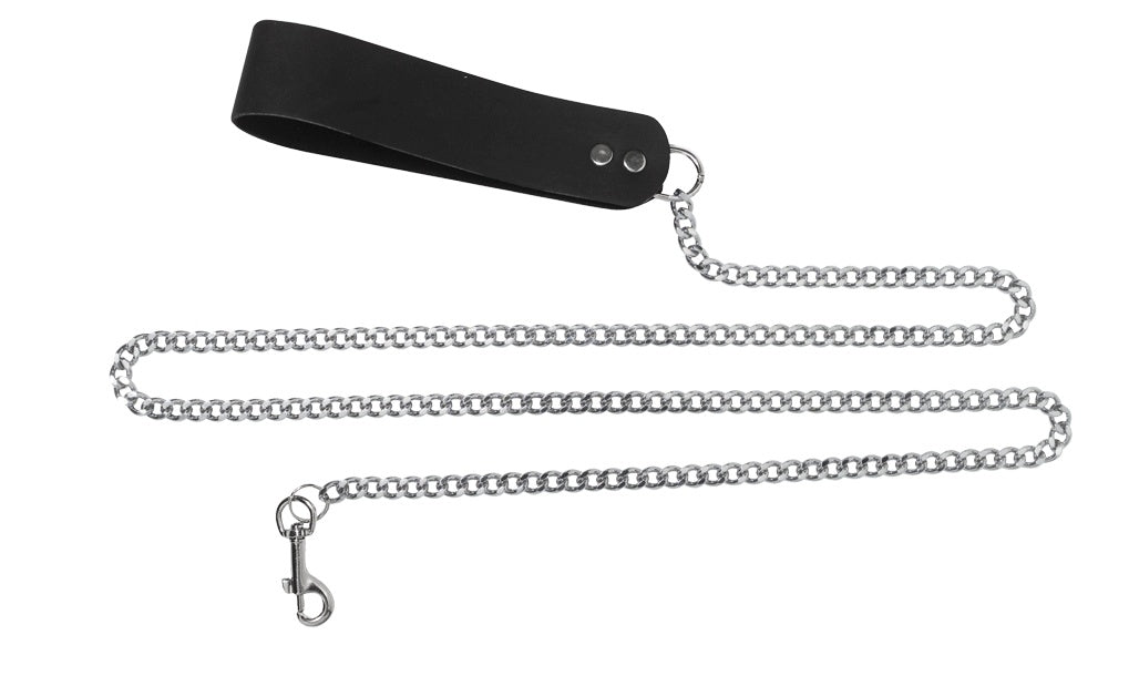 4ft Chain Leash W/ Leathe Handle