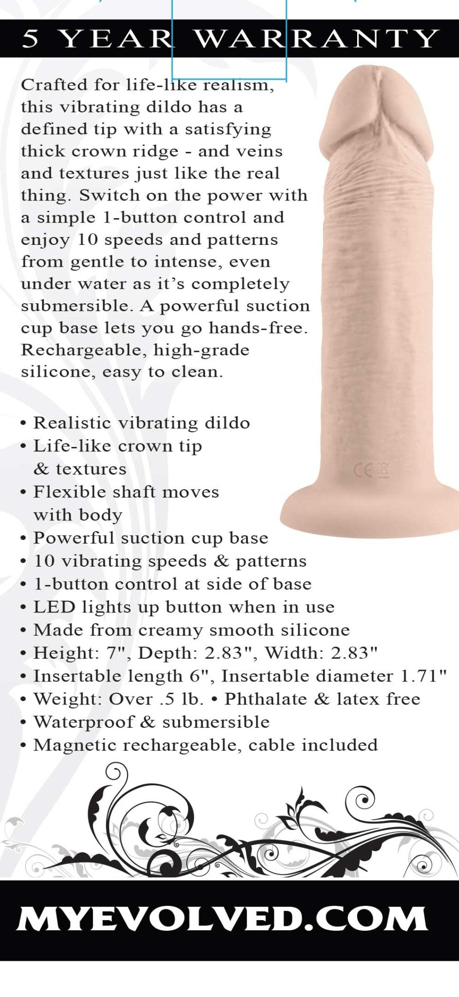 6 Inch Girthy Vibrating Dong -