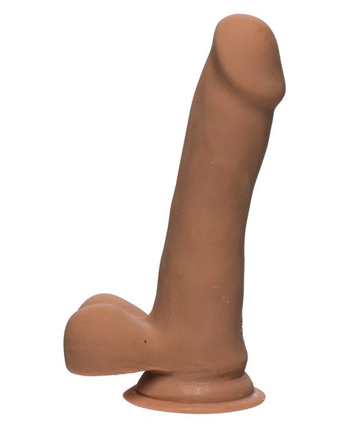 6.5" Slim Dildo w/Balls Dual Density Ultraskyn by Doc Johnson - Caramel