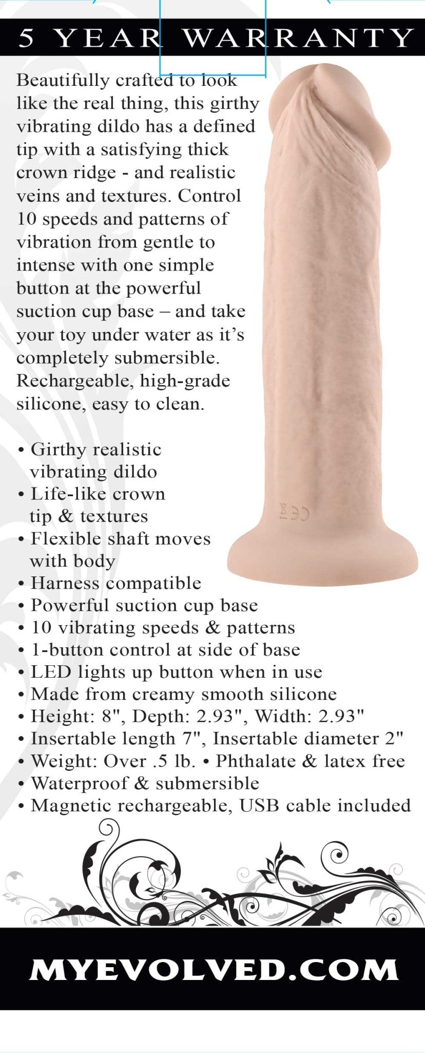 7 Inch Girthy Vibrating Dong -