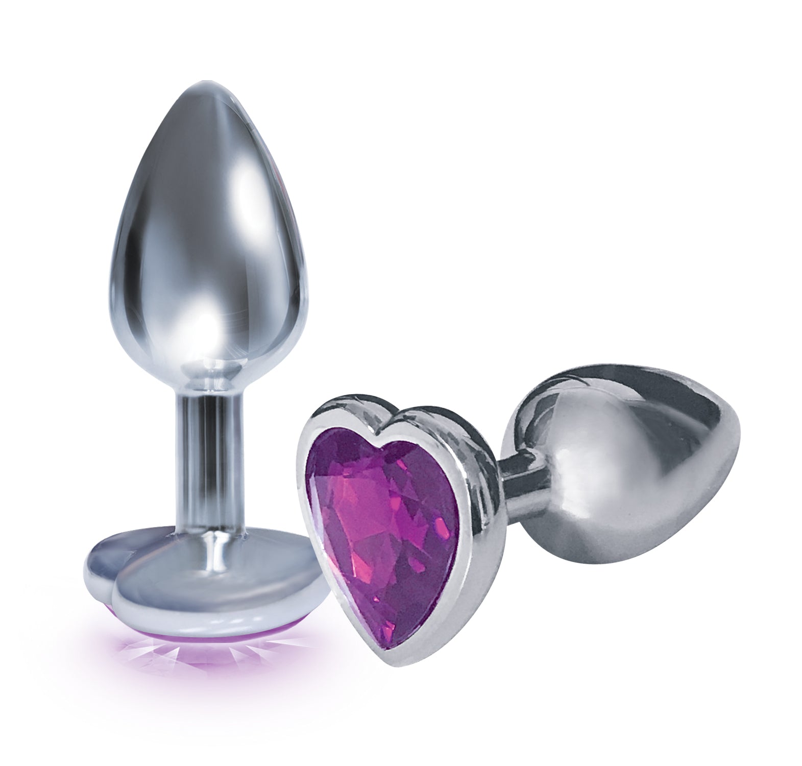 9's Silver Starter Heart Bejeweled Steel Plug