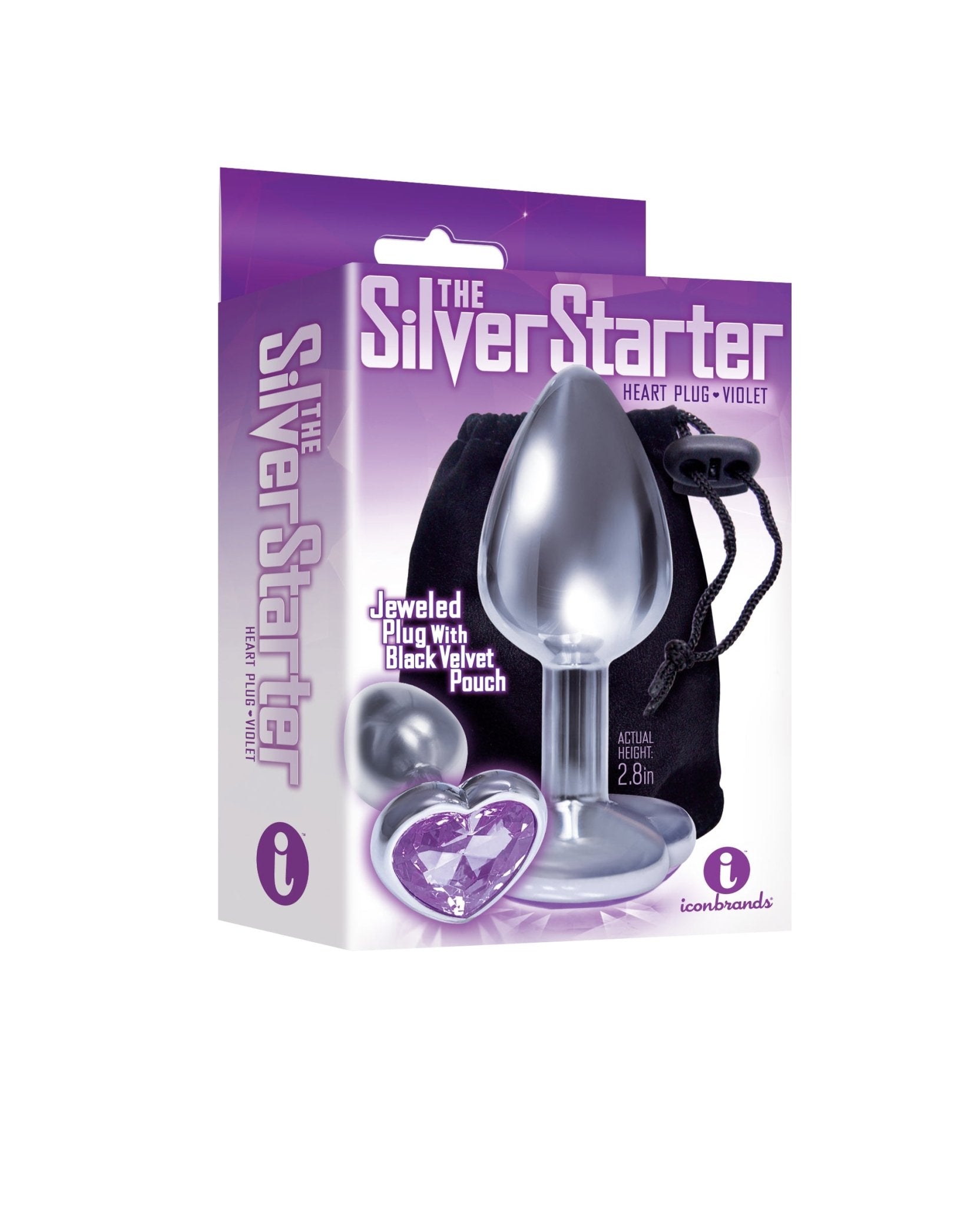 9's Silver Starter Heart Bejeweled Steel Plug