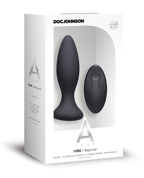 A-play Vibe Beginner Anal Plug Rechargeable W/ Remote Black