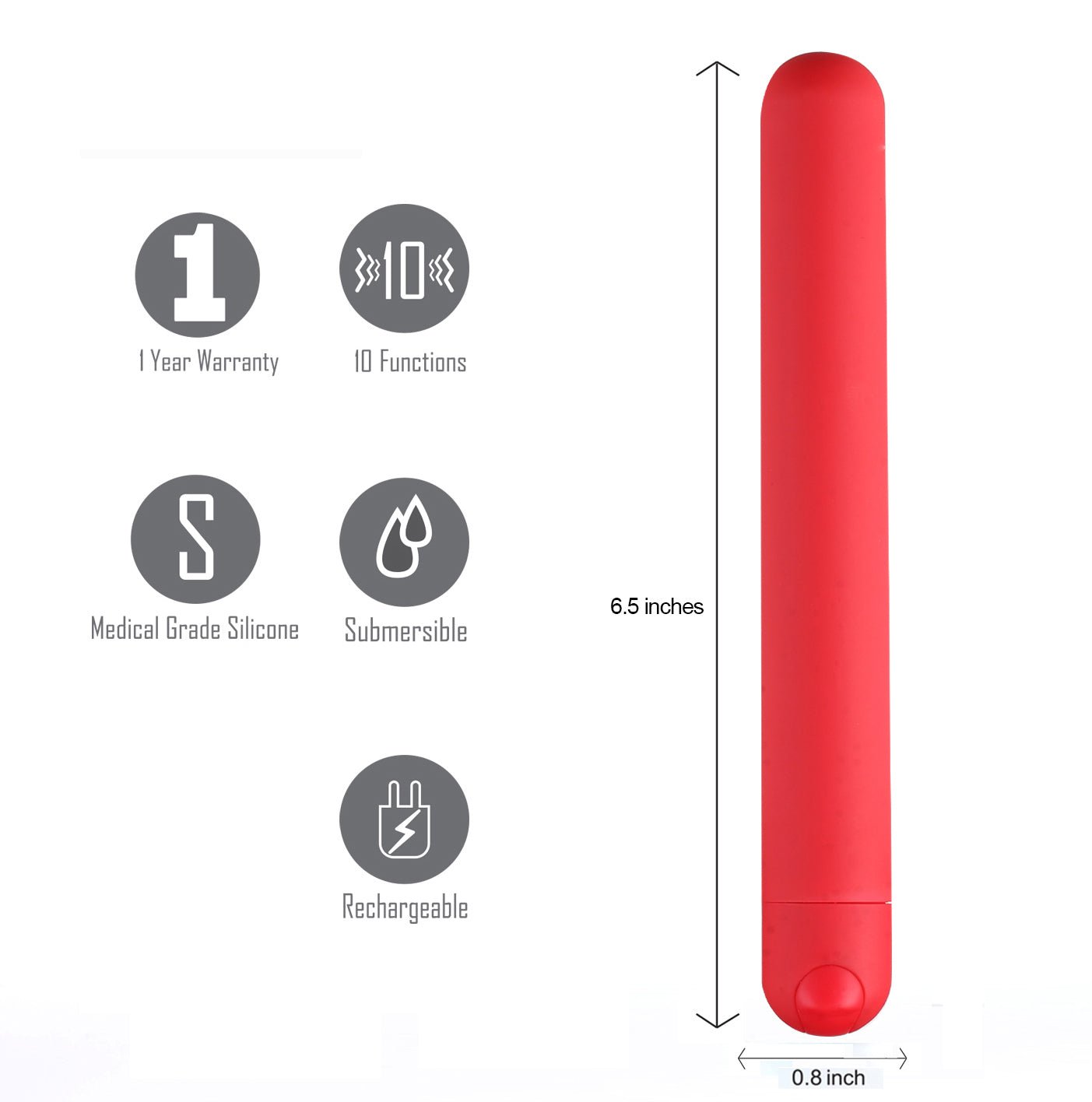 Abbie X-Long Super Charged Bullet Vibrator - Red