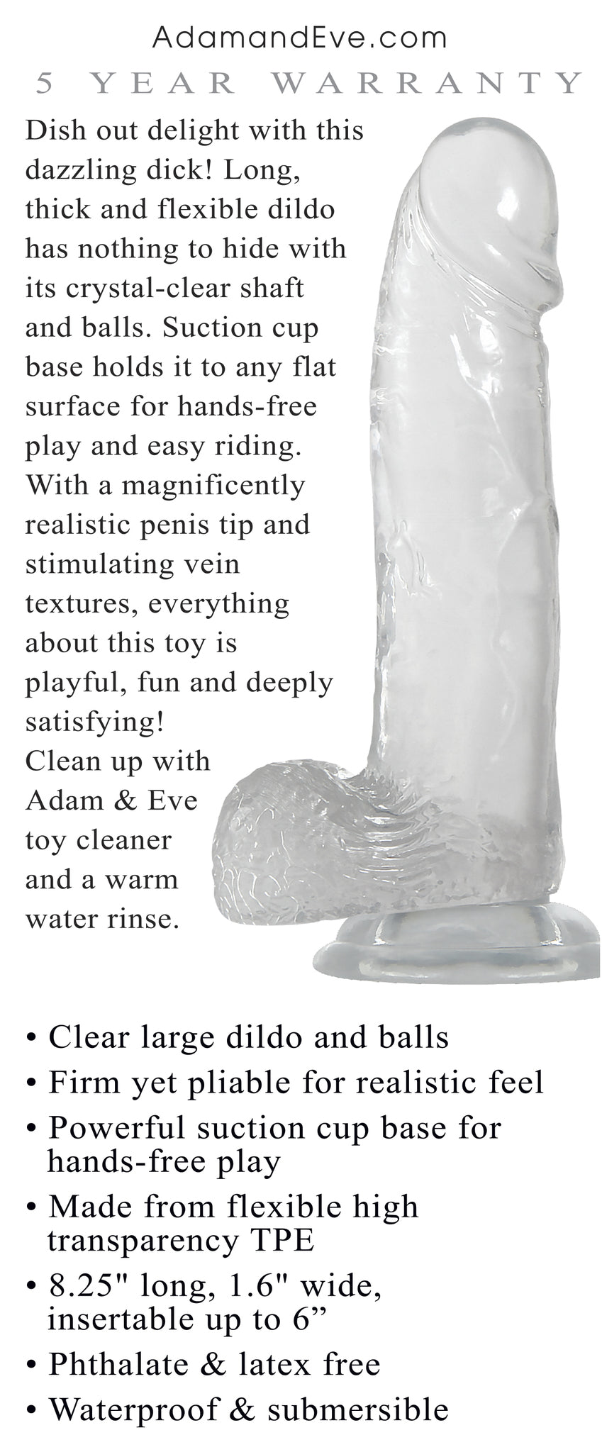 Adam & Eve Crystal Clear 8 Dildo