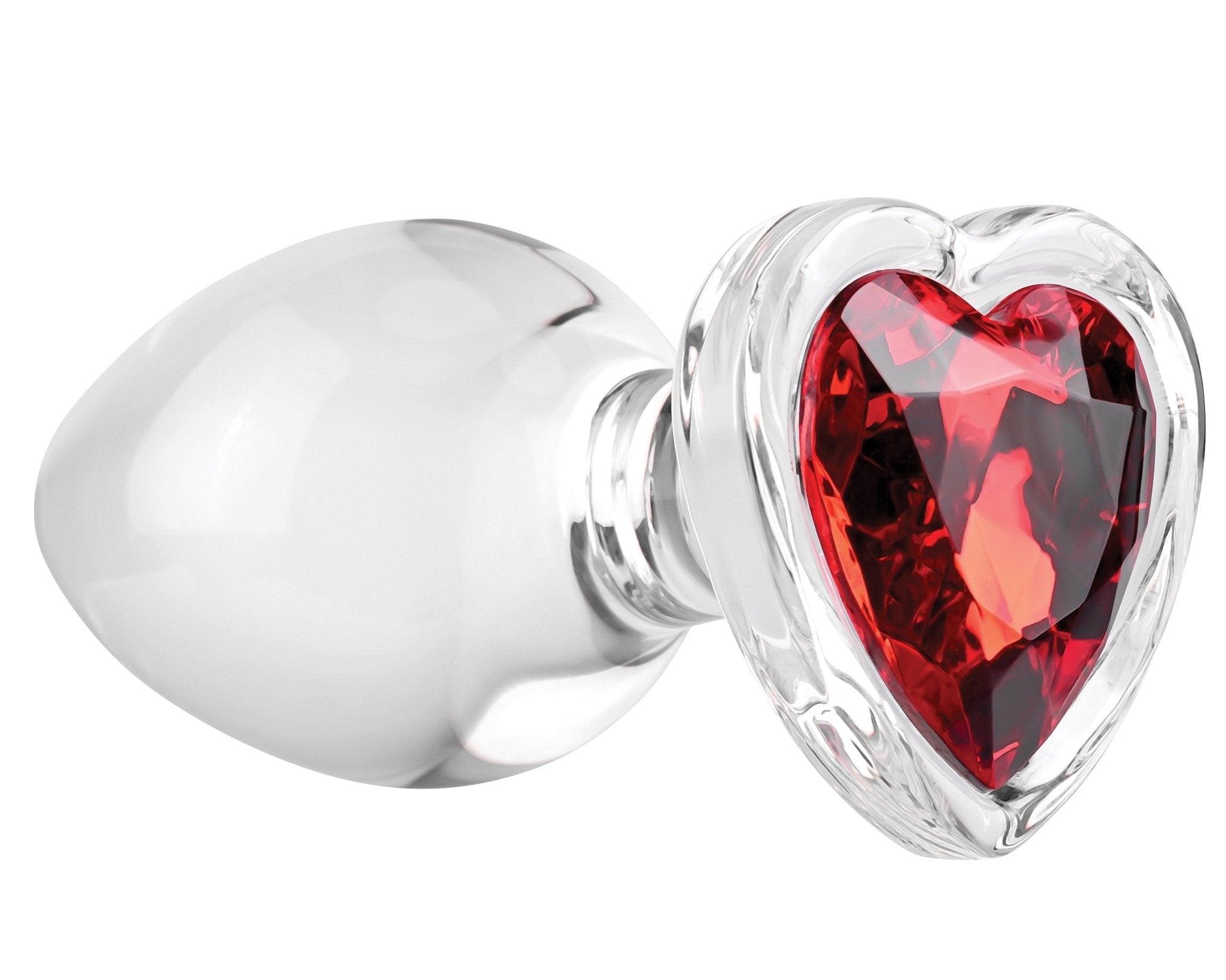 Adam & Eve Red Heart Gem Glass Plug