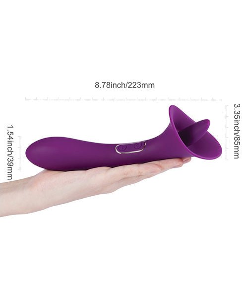 Adele Clit Licking Tongue Vibrator W/ G Spot Stimulator - Purple