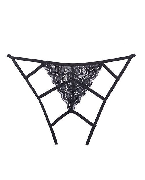 Adore Luv Web Strappy Open Front Panty Black O/s