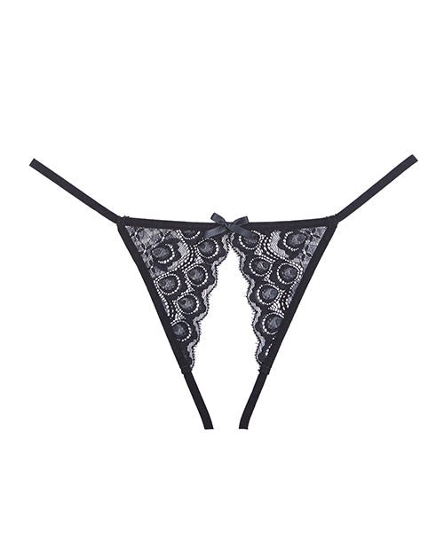 Adore Luv Web Strappy Open Front Panty Black O/s