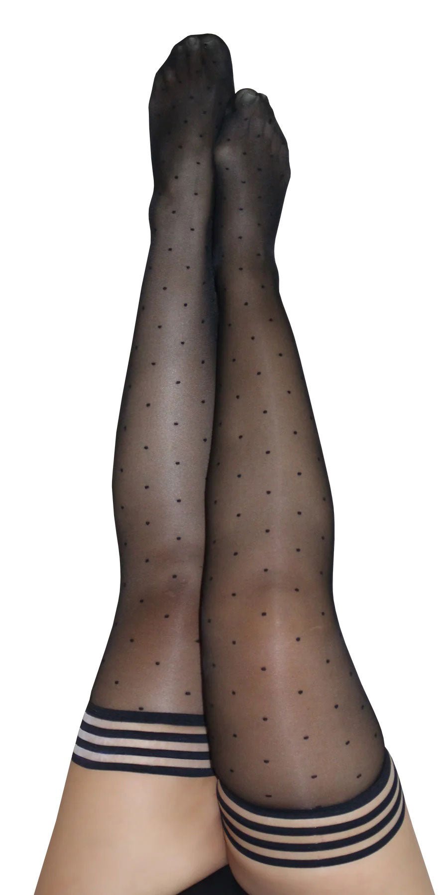 Ally - Polka Dot Thigh High - Size - Black