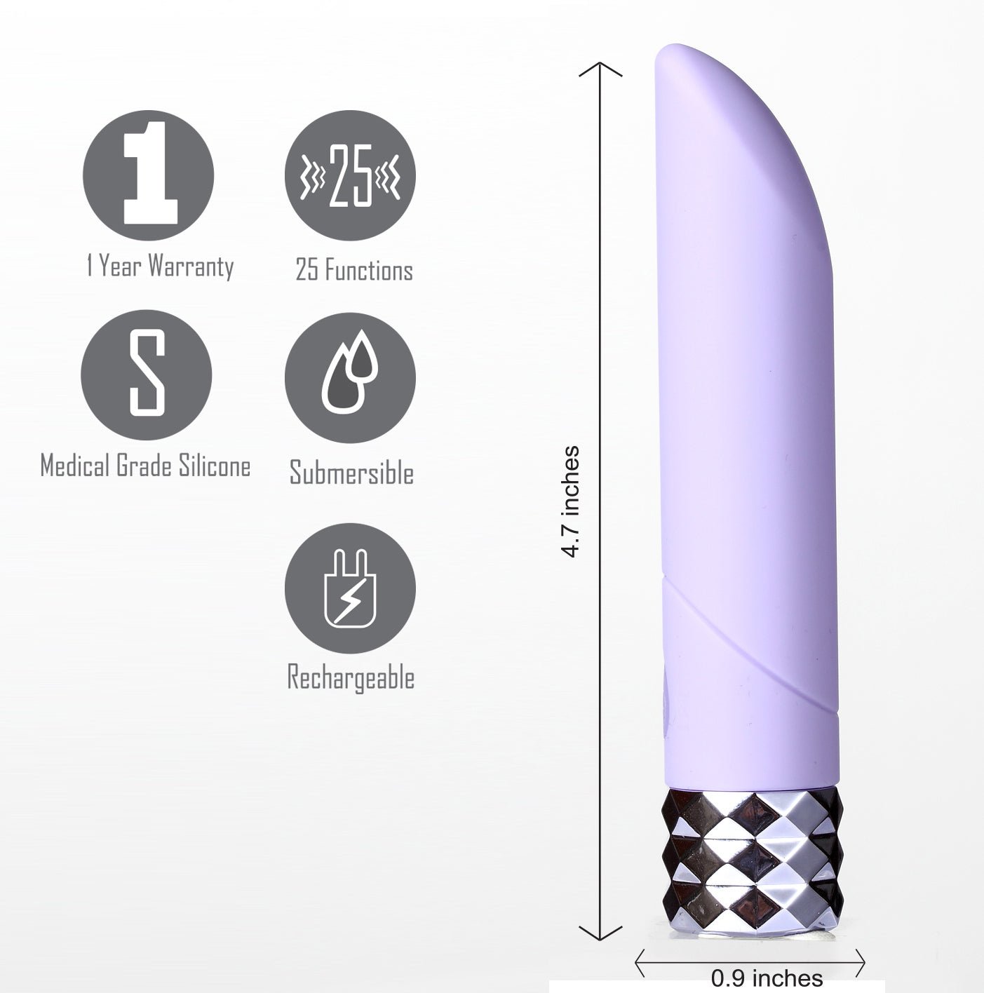 Angel Crystal Gems 25-Function Bullet Vibrator - Purple