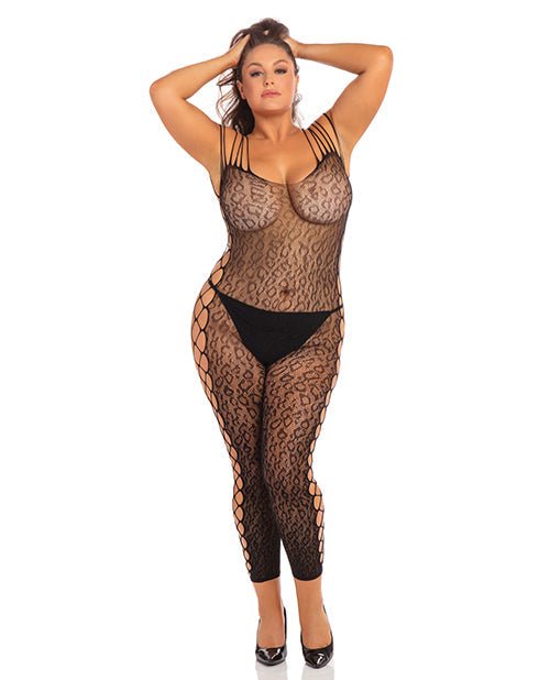 Animal Crotchless Bodystocking Black