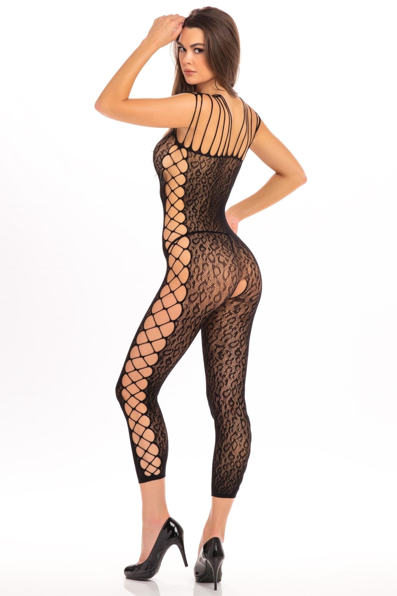 Animal Crotchless Bodystocking Black